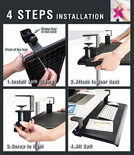 Max Smart Ergonomic Small Clamp On Keyboard Tray and Clamp on Cup Holder