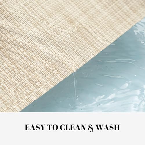 Placemats Set of 4 Vinyl/Plastic Woven Place Mats for Kitchen Table Indoor/Outdoor Washable Placemat Wipeable Dining Table Mats (Khaki Blue,4)