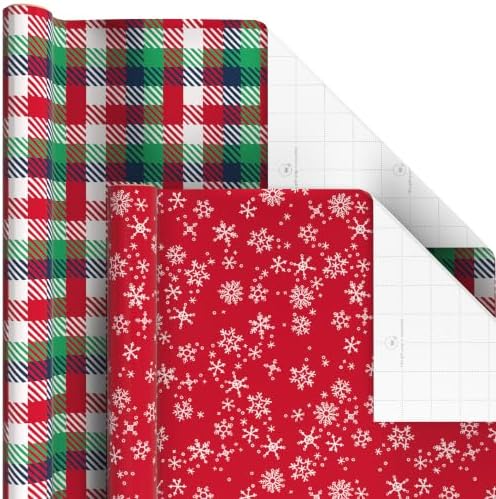 Hallmark Kids Christmas Wrapping Paper Rolls with Cutlines on Reverse (6 Rolls: 180 Sq. Ft. Total) Dinosaur, Unicorn, Flamingo, Koala