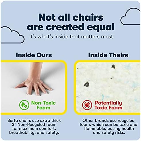 Serta Executive Office Chair Lumbar Support, Padded Arms Microfiber Chair