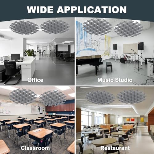 Acoustic Ceiling Panels Sound Absorbing Panels, Hexagon Gray