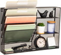Mind Reader 4-Tier Vertical File Storage and Shelves, Desktop Organizer, Wall Mount, Office, Metal Mesh, 22.5"L x 4"W x 16"H, Black