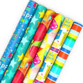 Hallmark Birthday Wrapping Paper Rolls, 6 Rolls (Stars, Stripes, Balloons)