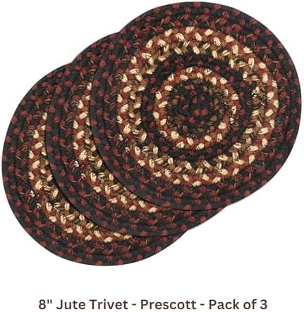Homespice Prescott Braided Trivets Ideal as Hot Pads, Round 8" Set of 3