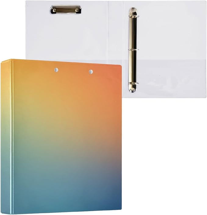Three-Rings Notebook Binders 1.5 Inch Notebook Binders with Pocket Cover 1/2 Packs for Letter Size (11" X 8.5") Hardcover Gradient Blue Blending