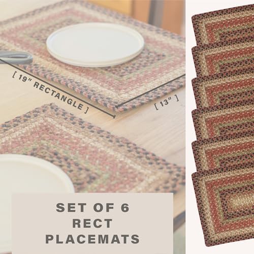 Homespice Gingerbread Jute Braided Placemats, Rect 13x19 Set of 6