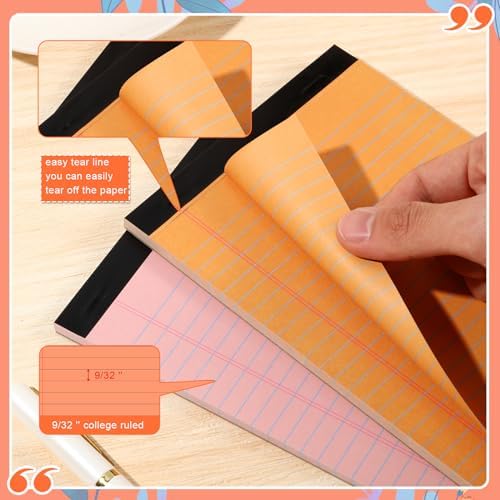 Lincia 12 Pcs 5x8 Colored Legal Pads Lined Note Pads, Bright Colors