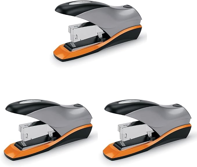 Swingline Stapler, 70 Sheet Capacity, Reduced Effort, Full Strip, Desktop Stapler, Optima 70, Silver (87870),Half Strip 3/8" Staples (Pack of 3)