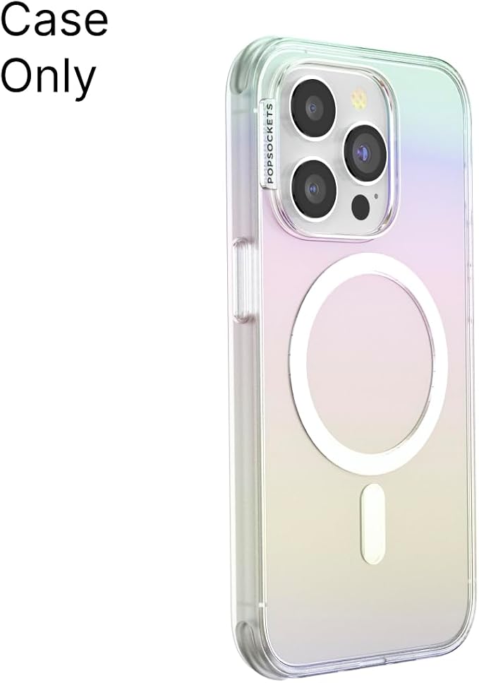 PopSockets iPhone 15 Pro Max Phone Case w/MagSafe- Shimmer | Magnetic, Wireless Charging, Camera & Drop Protection, Rainbow, Colorful, iPad, Removable, Popper