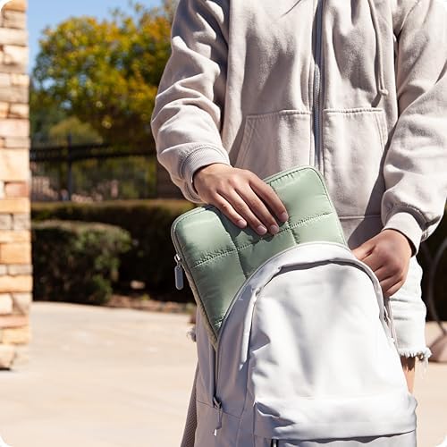 U Brands Nylon Puffy Zipping Medium Laptop Sleeve, 9.75" x 13", MacBook Bag, Laptop Case for MacBook Pro, MacBook Air, Chromebook, HP Computer, Matcha Green