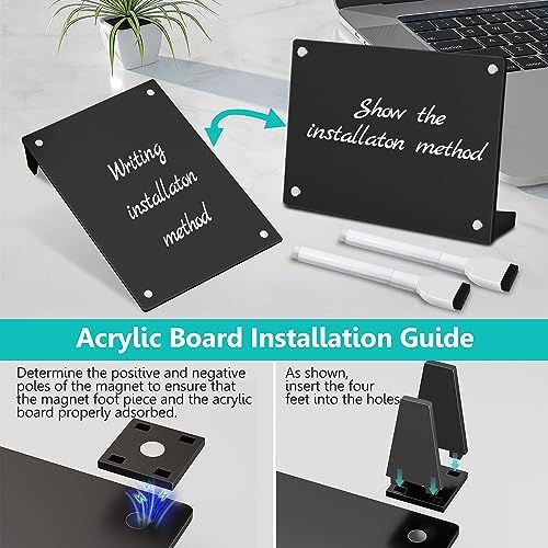 2PCS Black Acrylic Weekly Dry Erase Board Desktop, 8x6 Small Magnetic Whiteboard with Stand for Table Fridge Calendar Memo Board, Daily Planner Blackboard Easel for Office, School