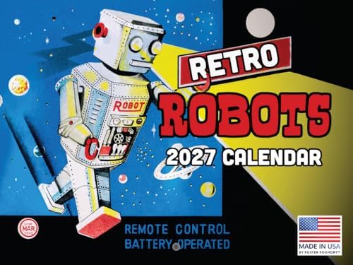 Retro Robot Calendar 2027 Monthly Wall Calender 12 Month