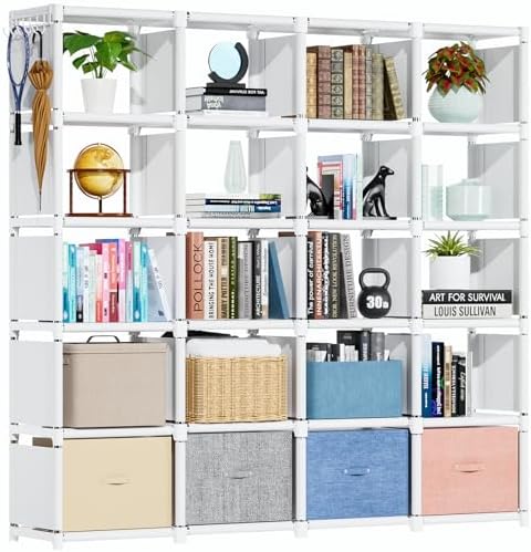 Mavivegue Book Shelf, 20 Cube Storage Organizer, DIY Bookcase
