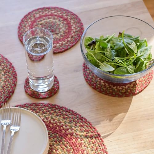 Homespice Cider Barn Braided Trivets for Rustic Decor, Round 8" Set of 6