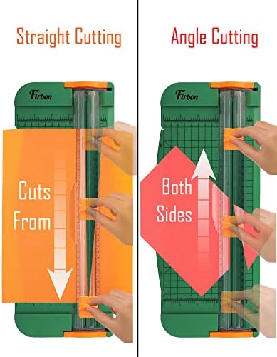 Firbon Green A4 Paper Cutter Bundle with 5Pcs Refill Blades, 12 Inch Paper Trimmer with Side Ruler for Scrapbooking, Craft, Coupon, Label, Cardstock