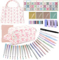 Bible Study Supplies, 50 Pack Bible Journaling Kit for Women with Tabs, Highlighter Set,Notebook, Pen Case and Storage Bag,No Bleed Annotation Kit for Christian Gifts (50PCS, Pink Bow)