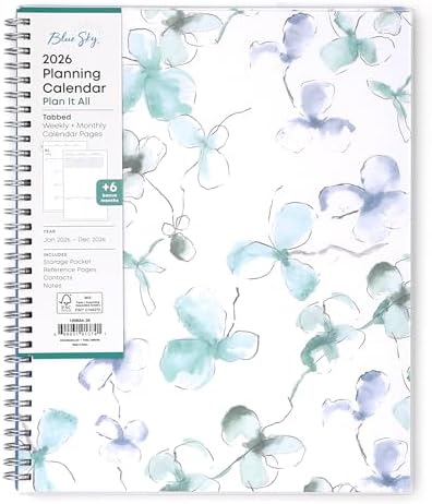 Blue Sky 2026 Weekly & Monthly Planner Calendar, 8.5"x11", Lindley