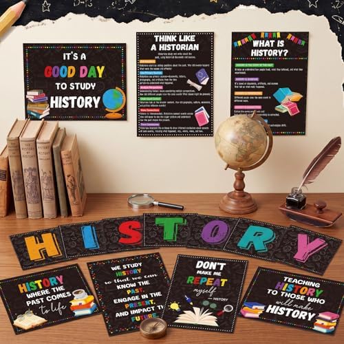 Funrous 19 Pcs History Posters History Classroom Decoration, Classic