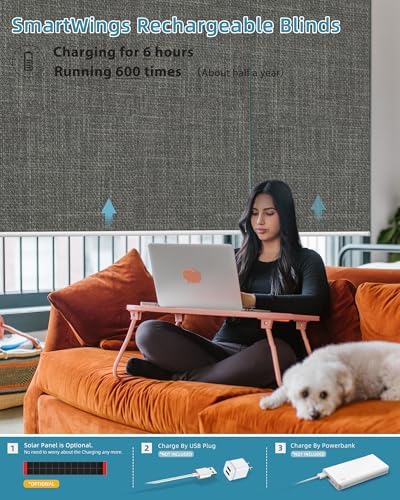 SmartWings Motorized Smart Roller Shades, 100% Blackout Vigor Dove