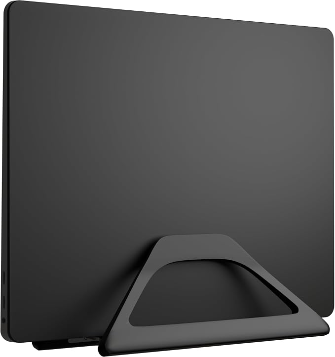 Aluminum Vertical Laptop Stand with Gravity Auto-Lock – Adjustable Laptop Holder Vertical fits MacBook Pro/Air, Chromebook & Gaming Laptops up to 17.3" – Space-Saving Desktop Dock - Black