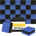 48 Pack 12 "X 12 "X1 Acoustic Panels Studio Soundproofing Foam Wedge Tiles, (24BLUE+24BLACK)