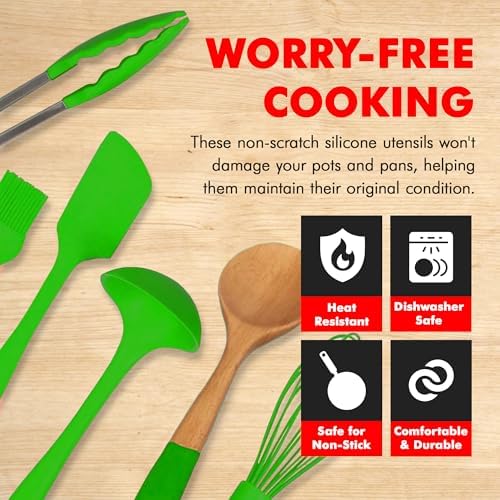 Chef Craft Premium Utensil Set Kitchen, Green, 11 Piece Set (42107)