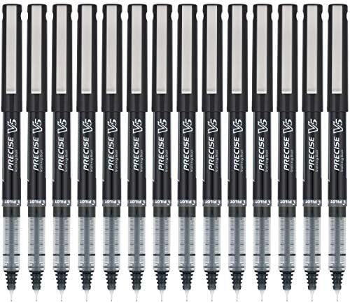 PILOT Precise V5, Extra Fine Point 0.5 mm Black Pens, Black, Pack of 14