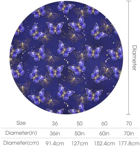 Dark Purple Butterfly Tablecloth, Luxury Golden Blue Purple Butterfly Print Table Cloth for Outdoor Patio Party Picnic Wedding Indoor Kitchen Dinner Table Decor, 50x50in