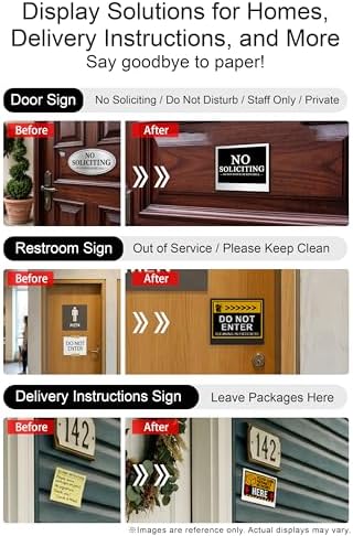 [Santek] EZ Sign NFC E-Paper Display – No Battery, Ultra-Thin 0.13”, Rewritable 4-Color Digital Display, App-Controlled (iOS/Android/PC), IP65 (Silver, 4.2 inch)