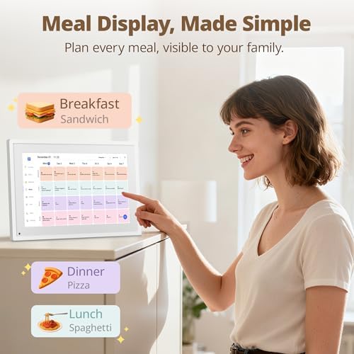 Digital Touchscreen Calendar 10.1 Inch – Interactive Electronic Calendar & Smart Family Hub with Cross-Device Sync, Schedules Reminders, Chore Chart, Rewards & Photo Display, Desk Mount
