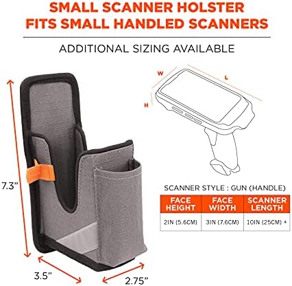 Ergodyne Squids 5541 Barcode Scanner Holster Pouch for Gun Grip Mobile Computers, Holder for Handheld Bar Code Scanners, Belt Clip Attachment Small