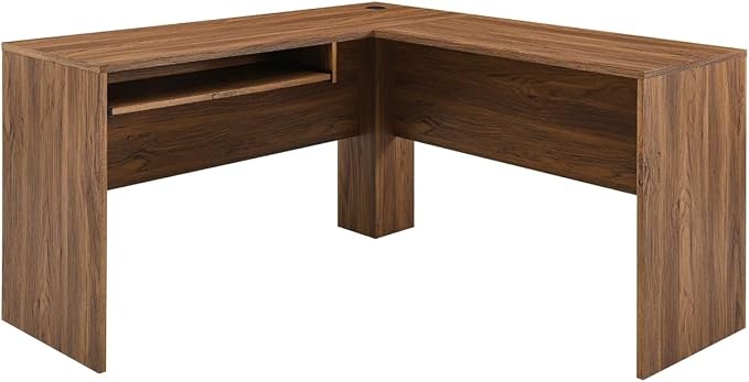Modway EEI-5703-WAL Venture L-Shaped Wood Office Desk, Walnut