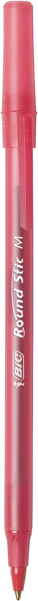 BIC Round Stic Xtra Life Ball Pen, Medium Point (1.0 mm), Red, 12-Count