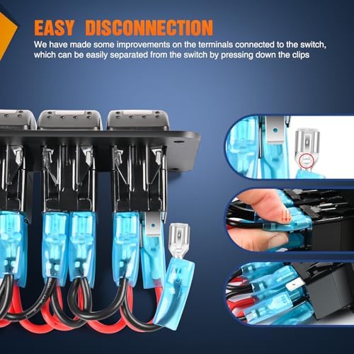 Nilight 2 Gang Rocker Switch Panel with PD Type C and USB Charger Voltmeter