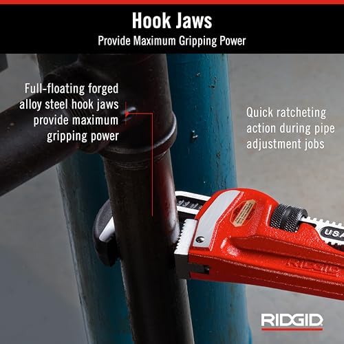 RIDGID 31025 Model 18 Heavy-Duty Straight Pipe Wrench, 18-inch Plumbing Wrench