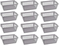 YBM HOME Plastic Perforated Storage Basket Bin Office Drawer, Shelf Desktop Countertop Tray Organizer 32-1188 (12, grey)