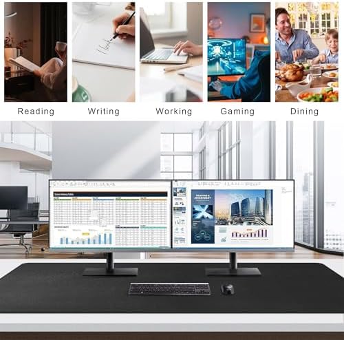 Mydours Extra Large 59" x 24" PU Leather Desk Pad,Gaming Mouse Pad, Black