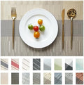 Placemats Set of 8 Vinyl/Plastic Woven Place Mats for Kitchen Table Indoor/Outdoor Washable Placemat Wipeable Dining Table Mats (Ombre Glod,8)
