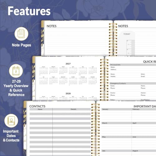 SUNEE 2027 Appointment Book, Quarter-Hourly, Weekly Monthly Planner, 8.5"x11",Vintage