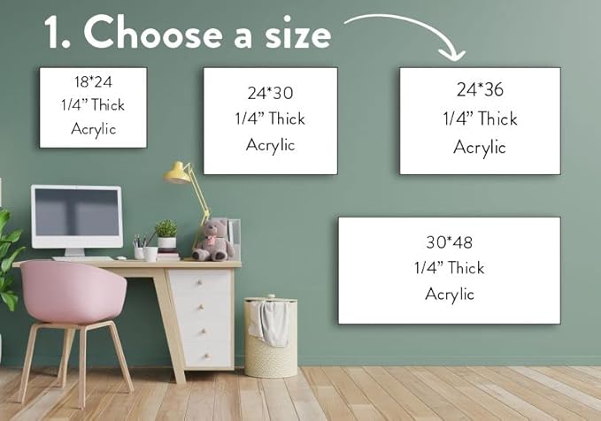 Acrylic Dry Erase Board for Wall with Stylish Border - Shipped Next Day, Made in USA, Non-Magnetic Whiteboard, Wall Mounted Board, Easy to Clean (Black - 36x48)