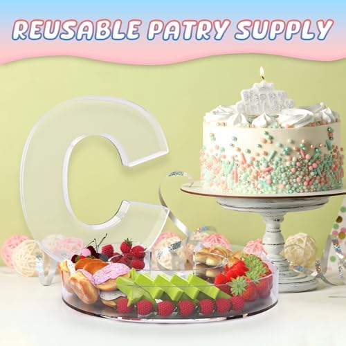 11" Acrylic Letter Charcuterie Box, Reusable Fillable Alphabet Number Shaped Form Tray for Birthday Anniversaries, Party Decorative Serving Plates Display Candy Cake (C)