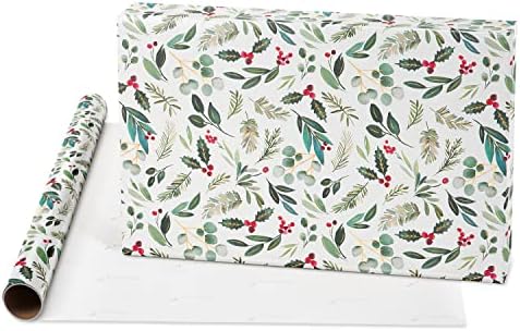 Papyrus Wrapping Paper Rolls for Christmas, Hanukkah and All Holidays, Holly, Wreath, Gold (3 Rolls, 67.5 sq. ft.)