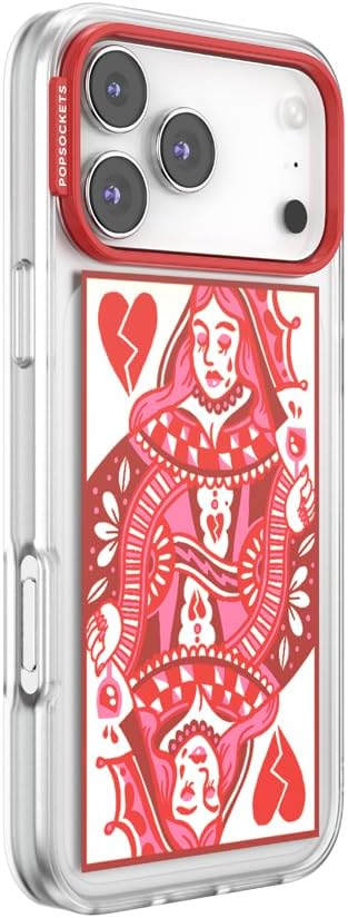 PopSockets iPhone 17 Pro Max Phone Case with MagSafe- Heart Queen | Magnetic, Wireless Charging, Camera & Drop Protection, Heart, Valentines, Red, Textured