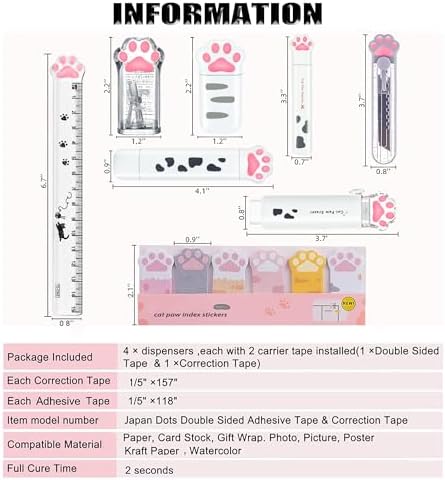 Cute School Supplies,Stationary Gift Set, Japanese Stationery Birthday GIFS, Includes Pencil Sharpener,Eraser, Correction Tape, Ruler, Mini Scissors,Utility Knife, for Office School Supplies (White)