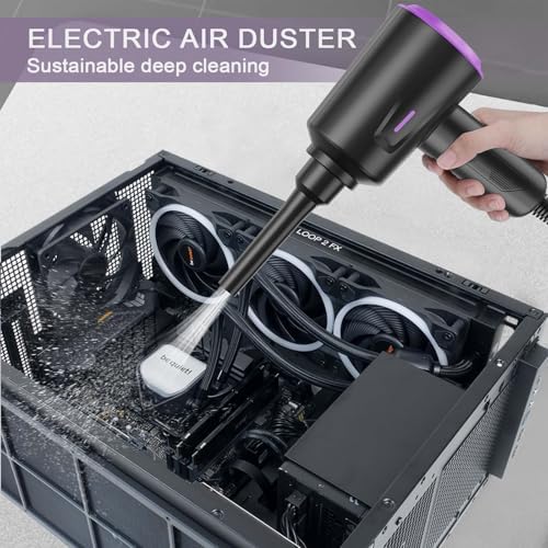 Meudeen Air Duster - Compressed Air - 5.74 oz High Power Cleaning for Computer - PC - 2 Gear Air Blower (Black Purple)