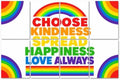 8 Pack Art Acoustic Panels Sound Absorbing Rainbow Motivational Poster Choose Kindness Spread Happiness Love Decorative Soundproof Wall Panels Self Adhesive for Home Recording Studios 48"x32"