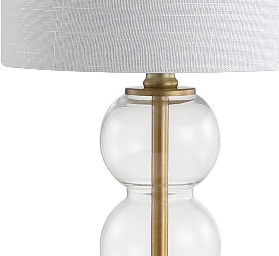 JONATHAN Y February 21" Stacked Sphere Table Lamp, Clear/Brass Gold