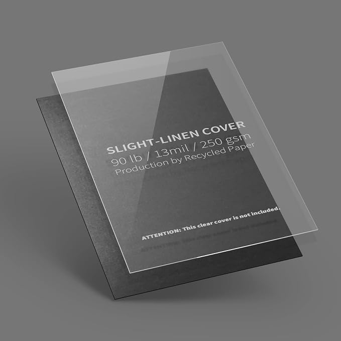 13Mil Slight Linen-Texture Paper Binding Cover, Letter Size, Black, 50 Pack | Paper Binding Presentation Covers, Glossy, 8.5" x 11" Letter Size, 250 GSM, 90 lb, Unpunched, for Business, School Projects