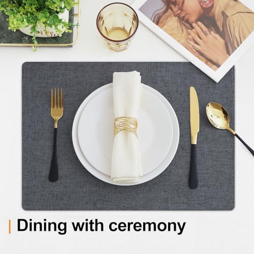 Homaxy Cloths Placemats for Dining Table Set of 4, 13" x 19", Charcoal Gray
