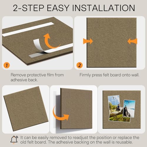 MaxGear Felt Bulletin Board 36" x 24", Espresso Felt Wall Tiles Push Pins